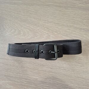 Women's Charcoal Canvas Belt with Metal Buckle